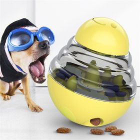 Food Dispenser Interactive Puppy Slow Feed Tumbler Ball (Color: Yellow)