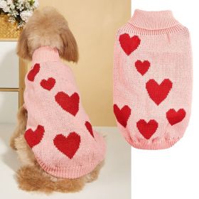 Pet Clothes Valentine's Day New Year Love Dog Knitted Sweater (Option: Pink-XL)